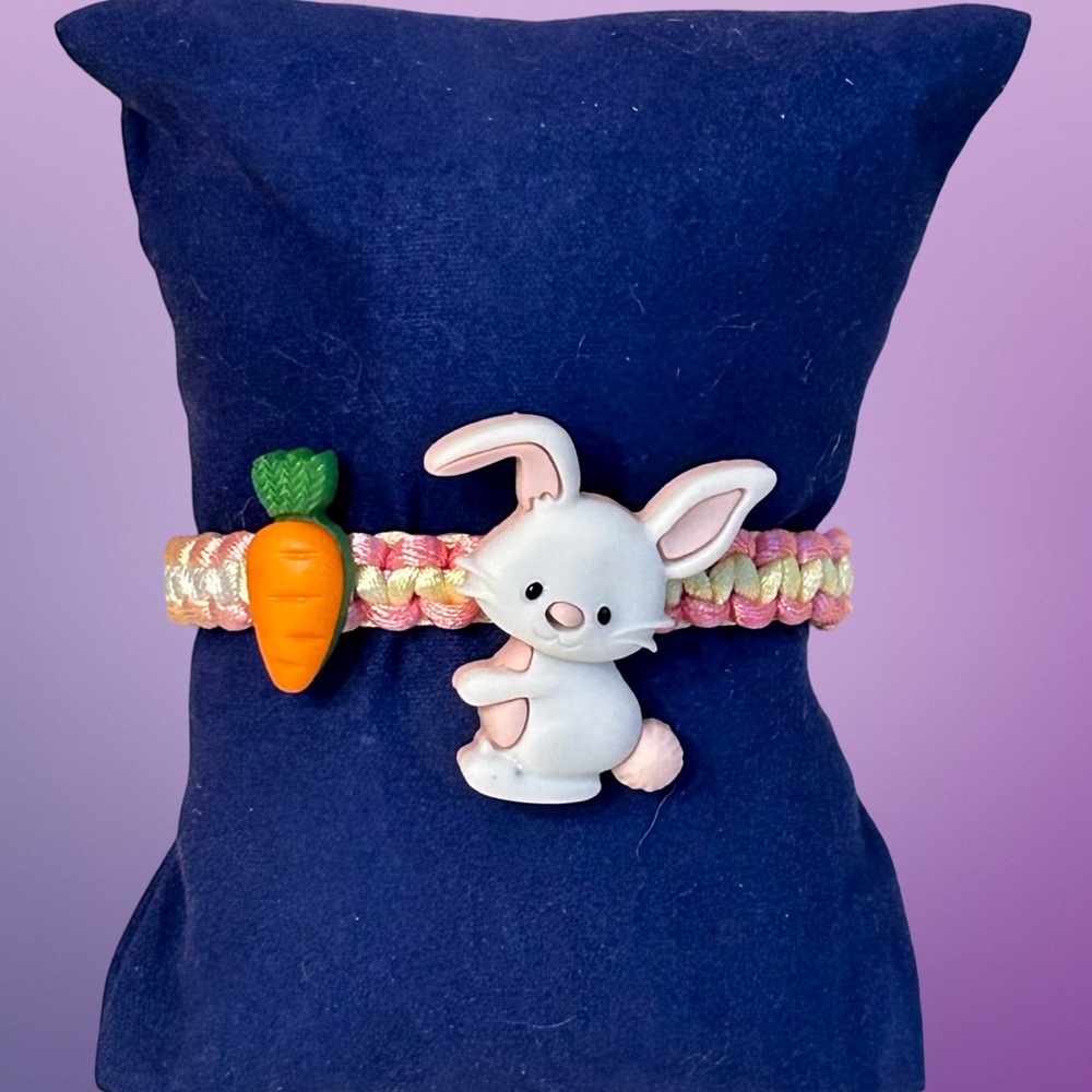 Cute Bunny and Carrot Easter Bracelet; adjustable; candy alternative, prize